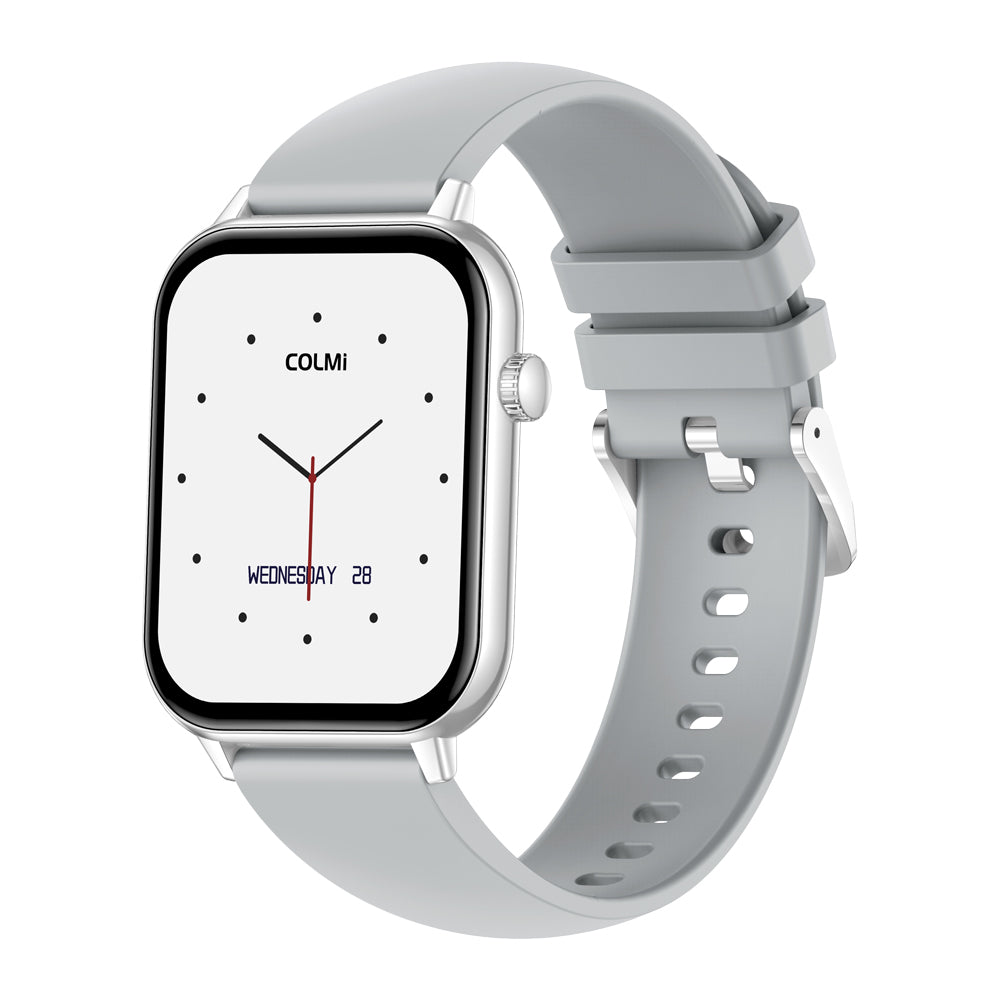 COLMI C28 silver smartwatch front view on white background