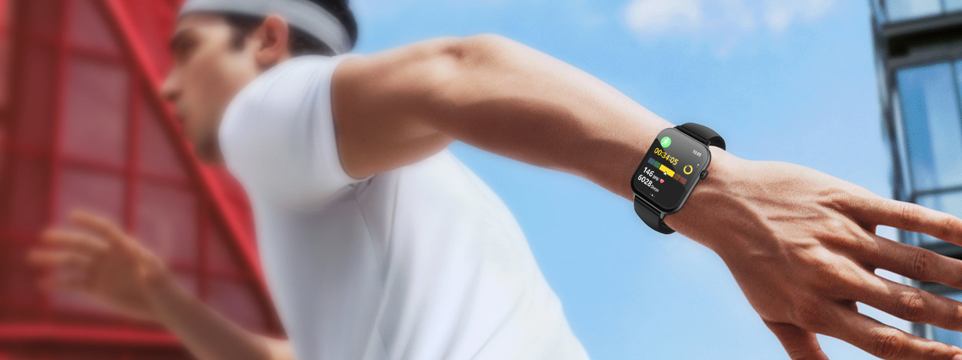 COLMI C28 smartwatch worn during outdoor sports