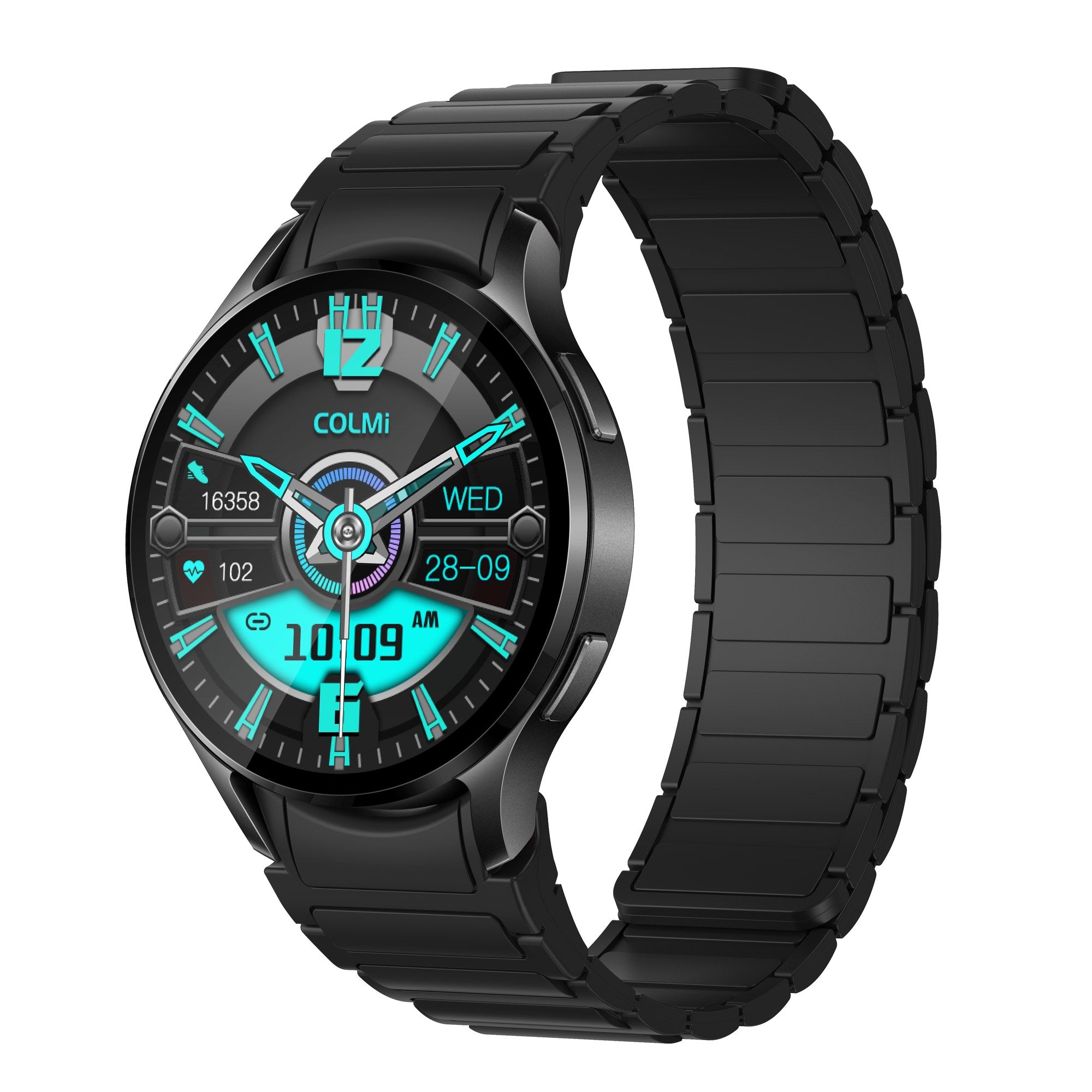 COLMI i28 Ultra black smartwatch on white background