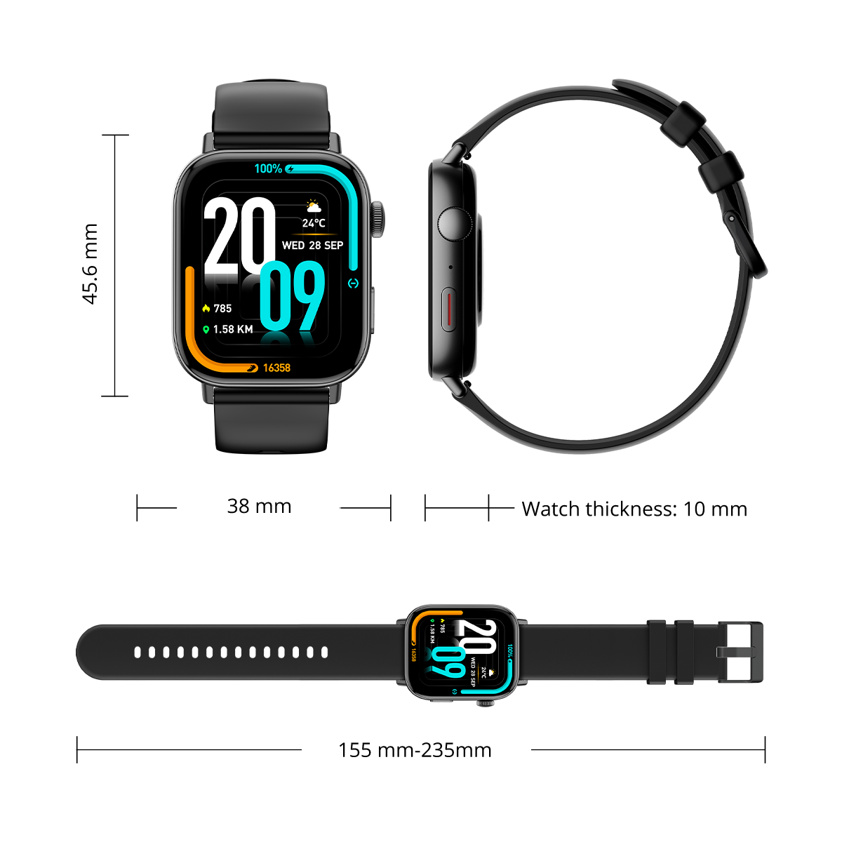 COLMI C8 Max smartwatch specification chart