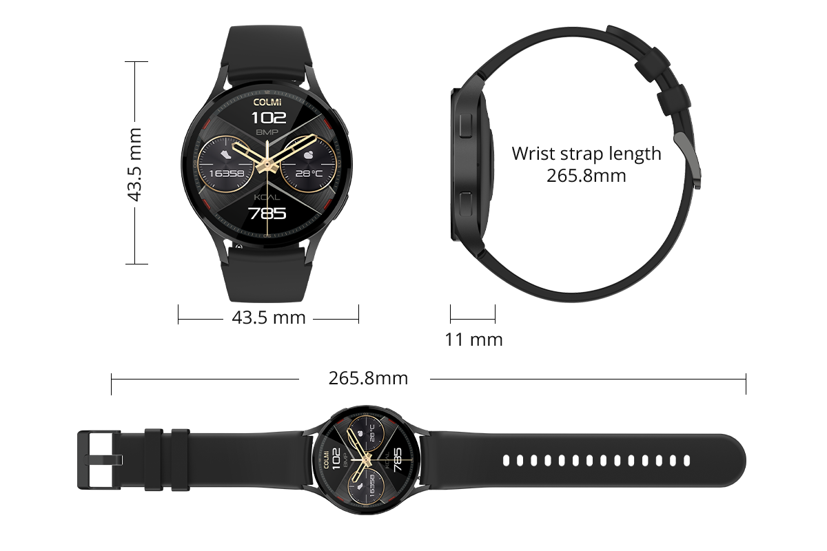 COLMI i28 Ultra smartwatch specification chart