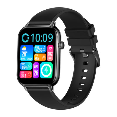 COLMI C28 black smartwatch front view on white background