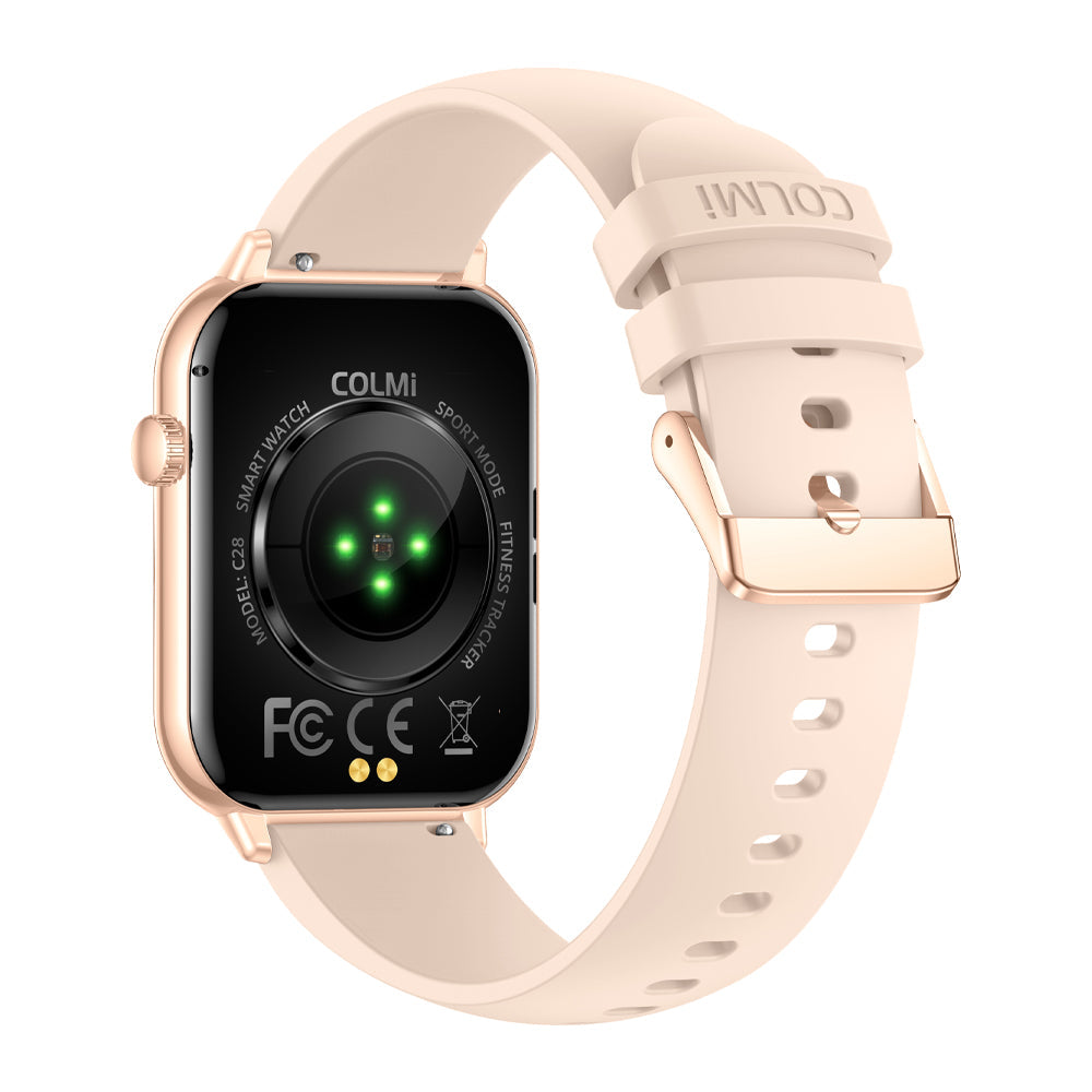 COLMI C28 gold smartwatch back view on white background
