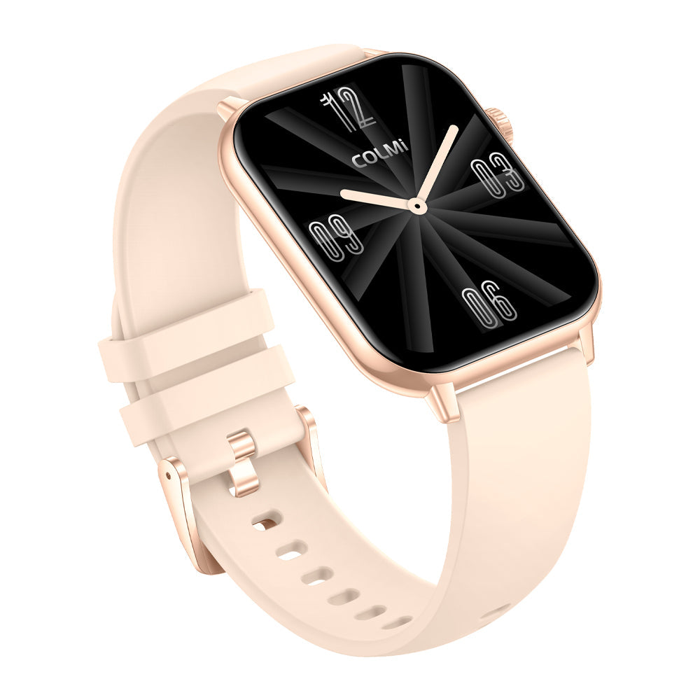 COLMI C28 gold smartwatch perspective view on white background