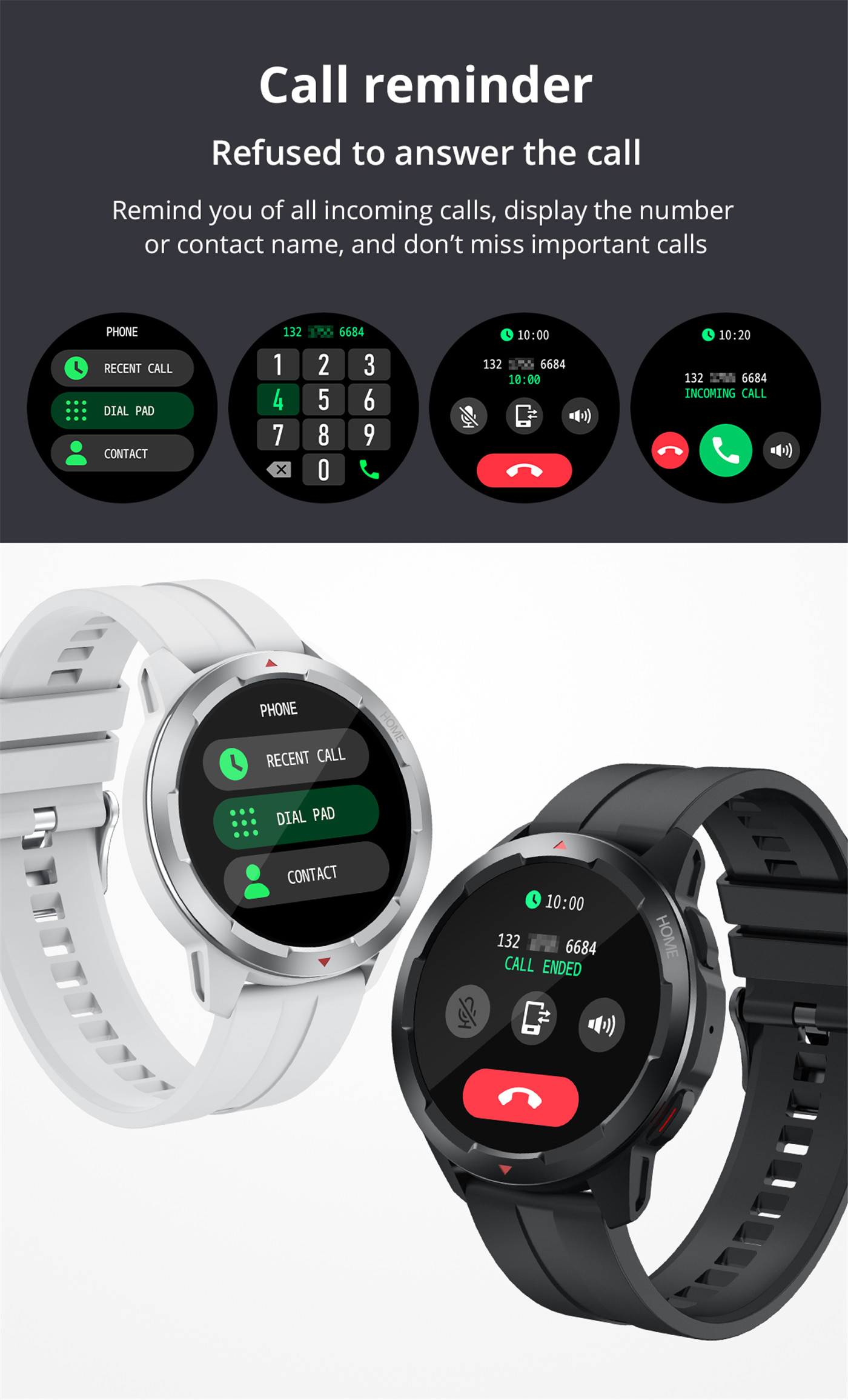 COLMI M40 Smartwatch مردانه 1.32 اینچی با صفحه نمایش HD 360360 تماس با ساعت هوشمند زنانه IP67 ضد آب (3)