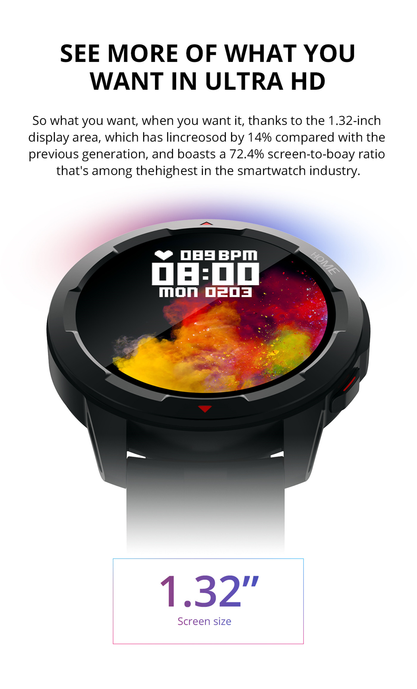 COLMI M40 Smartwatch Viroj 1.32 coloj 360360 HD Ekrana Voko Smart Watch Virinoj IP67 Akvorezista (4)